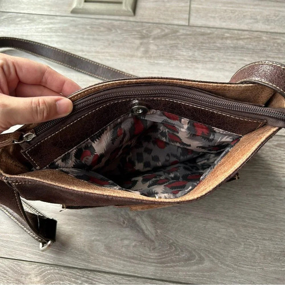 Vintage Joanel Distressed Brown Leather  Crossbody Bag - Picture 8 of 15
